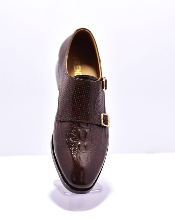 premium leather double strap monk men formal shoes