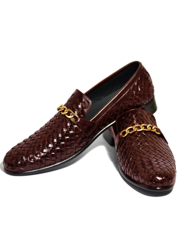 knitted leather shoes brown