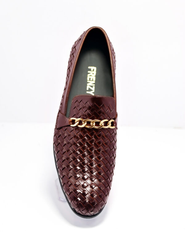 knitted leather shoes brown handmade