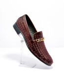knitted leather shoes brown men formal