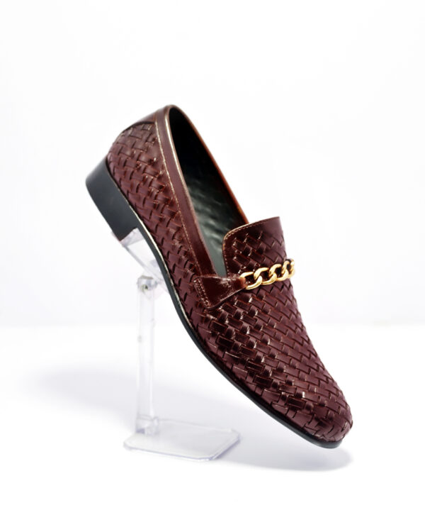 knitted leather shoes brown men formal