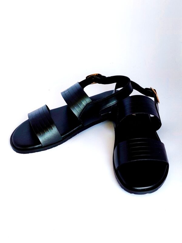 leather sandals black