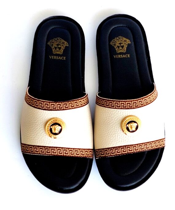 versace slippers slides beige 4