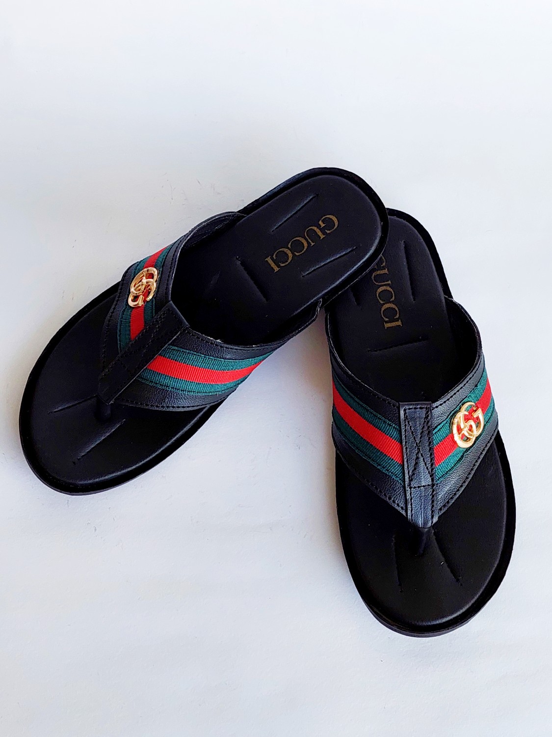 FGUC09-Branded Luxury Black Slippers For Men - Frenzy