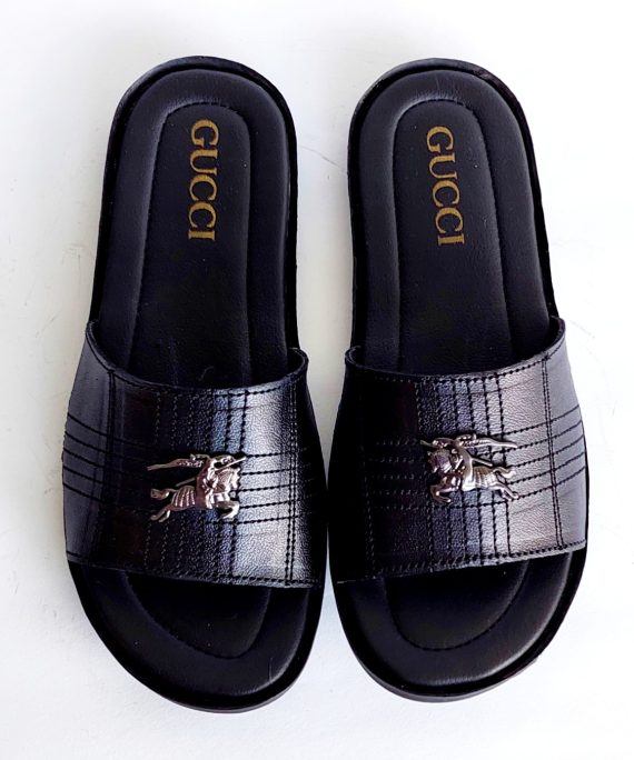 gucci slippers textured black 2