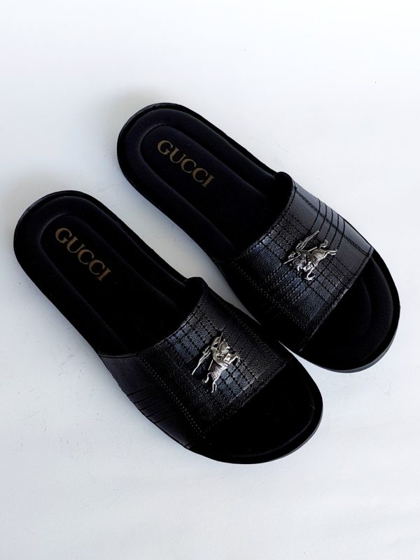 gucci slippers textured black 3