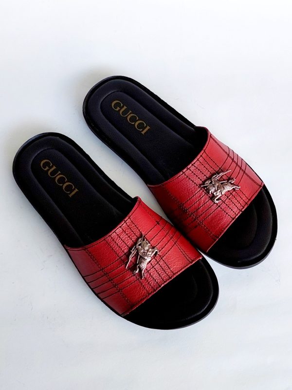 gucci slippers textured maroon 3