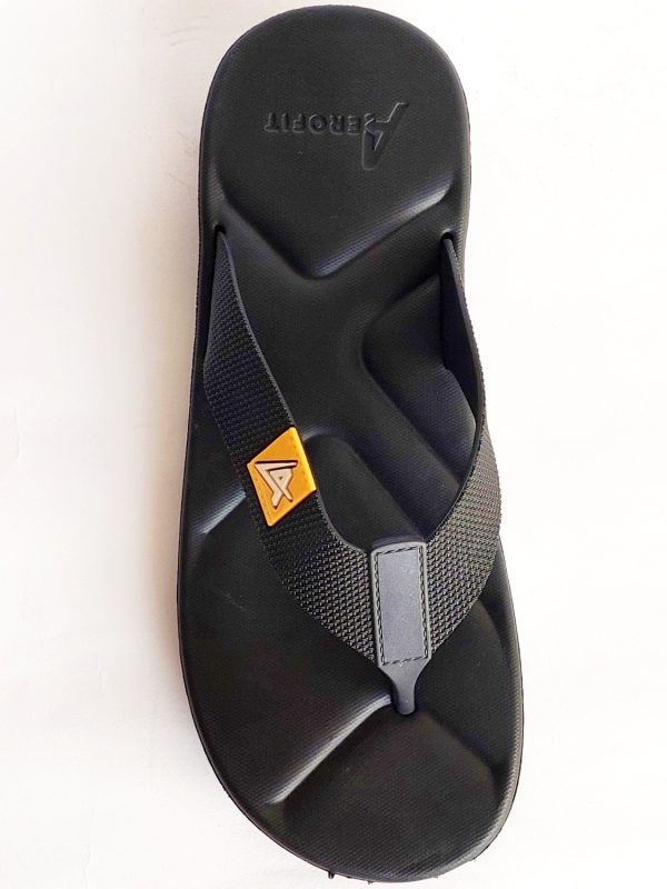 aerofit flipflop slippers black yellow 1